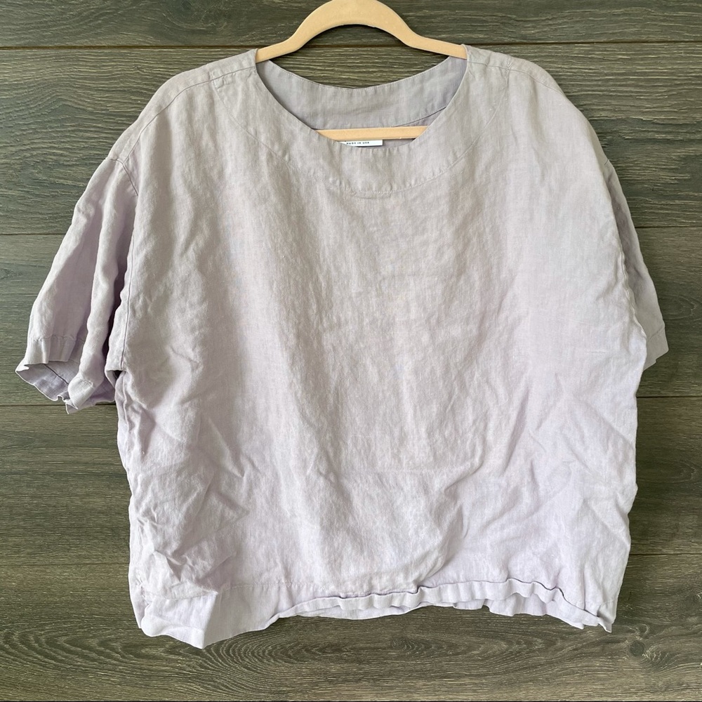 BRYN WALKER | Lilac Linen Boxy Relaxed Fit Blouse
